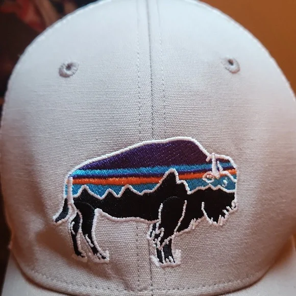 Patagonia White And Gray Mesh Cap With Colorful Buffalo - Picture 7 of 10
